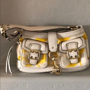 Coach Legacy yellow/Bone Signature Linen bag